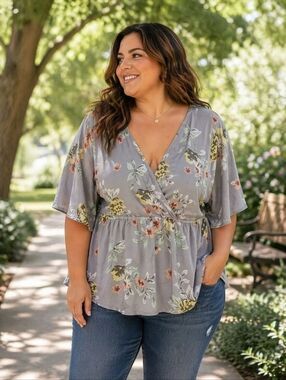 Torrid Lily Floral Faux Wrap Blouse Plus Size | Soft Feminine Flowy Top Size 3
